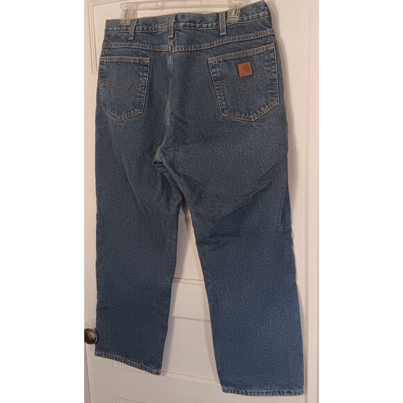 Vtg Carhartt Jeans Mn 40x30 Denim Fleece Lined Relaxed Tapered Y2K Workwear Logo - Picture 5 of 9